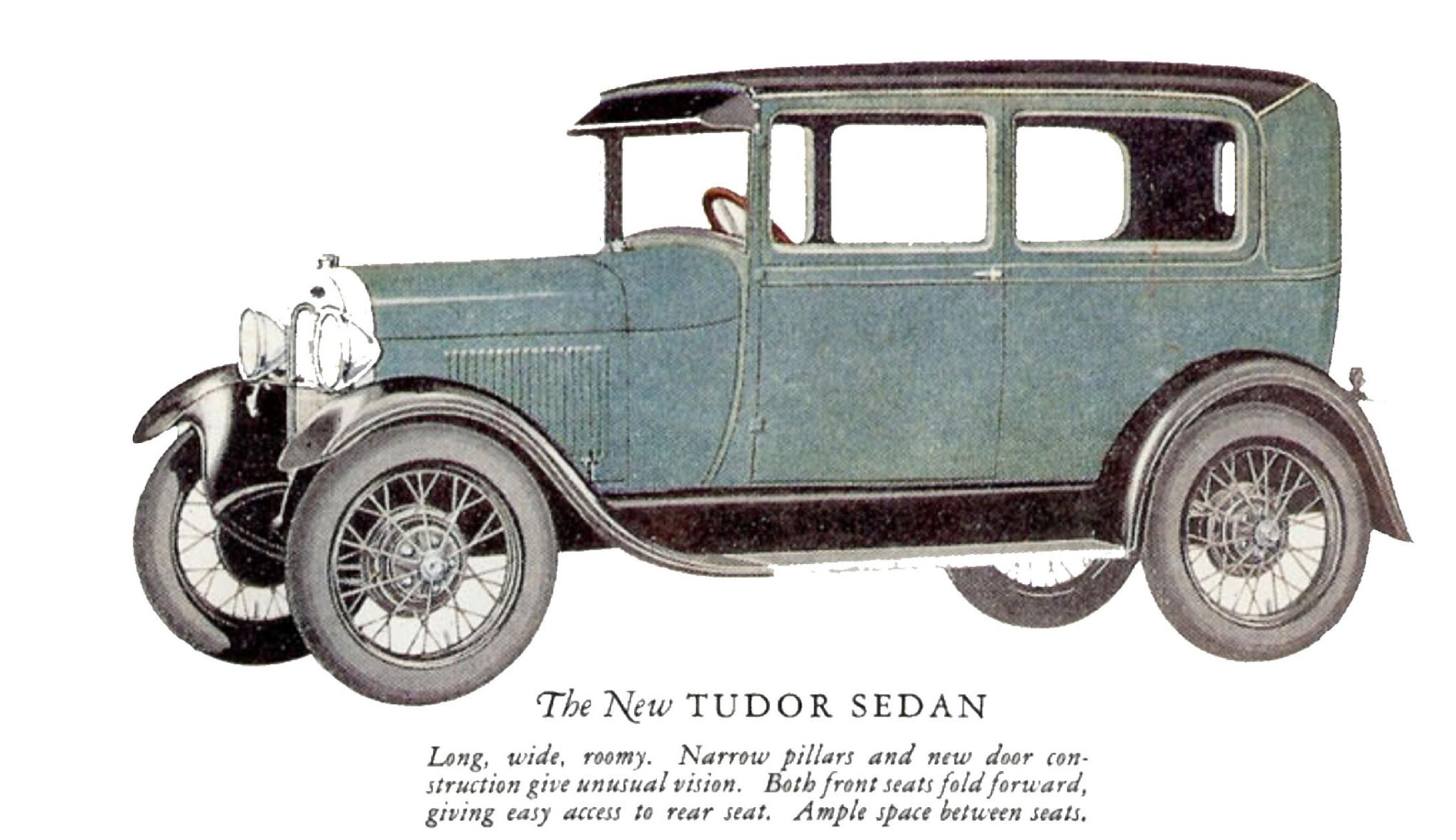Sketch of a 1928 ford tudor model a from the ford brochure