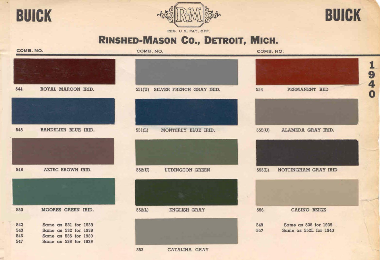 Color Examples and their codes for Buick Vehicles