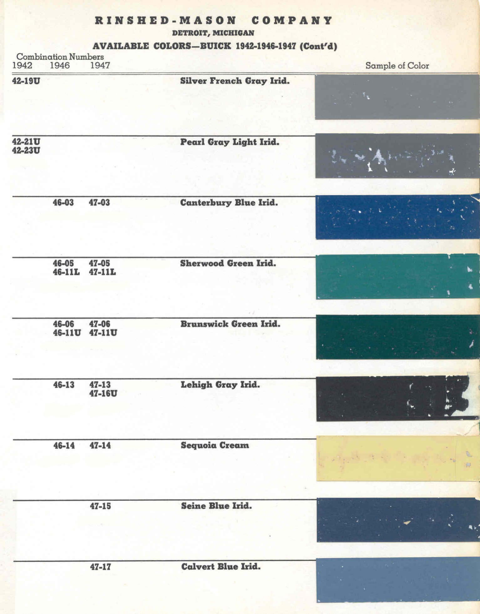 Color Examples and their codes for Buick Vehicles