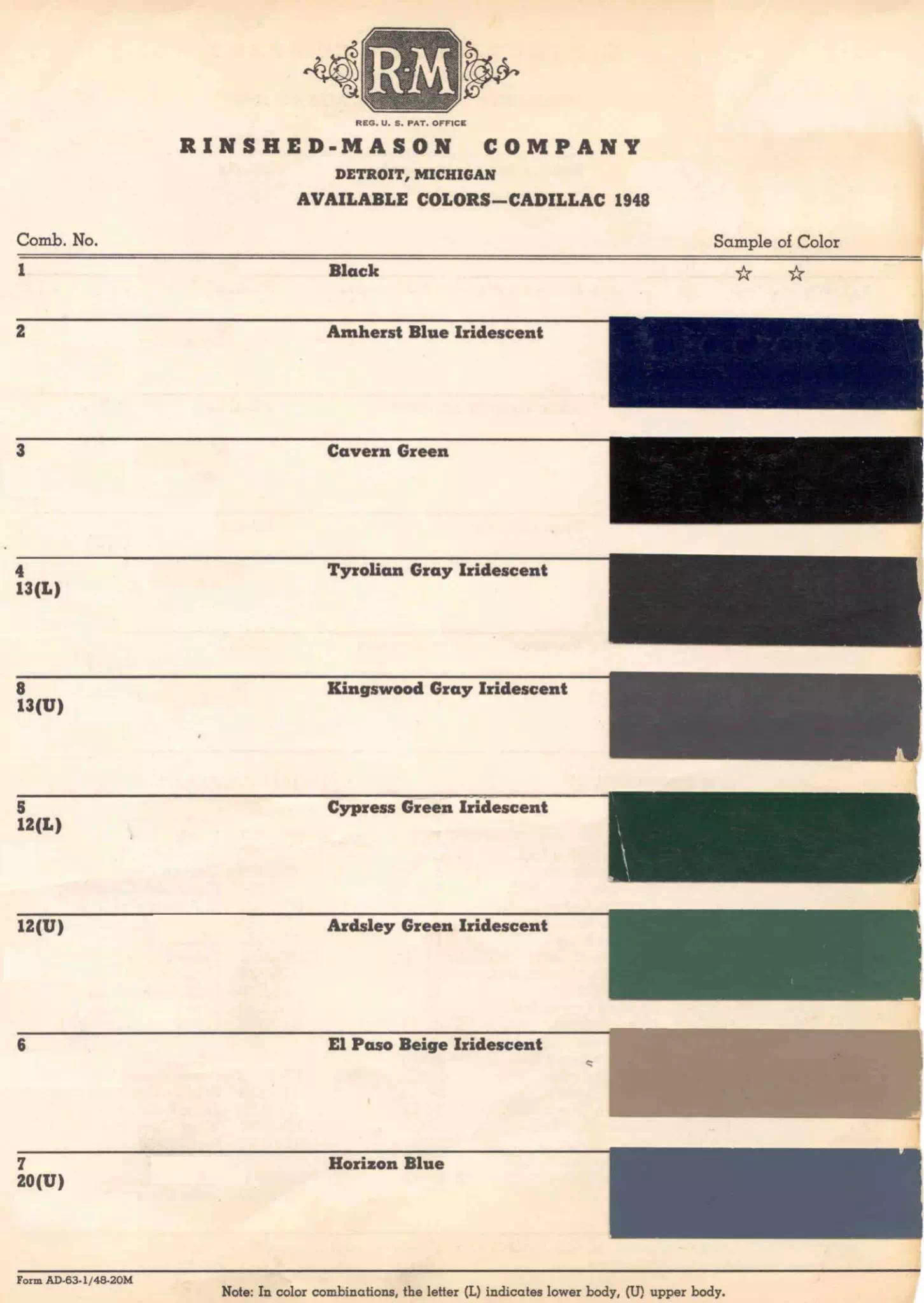Color Examples and thier codes for Cadillac Vehicles
