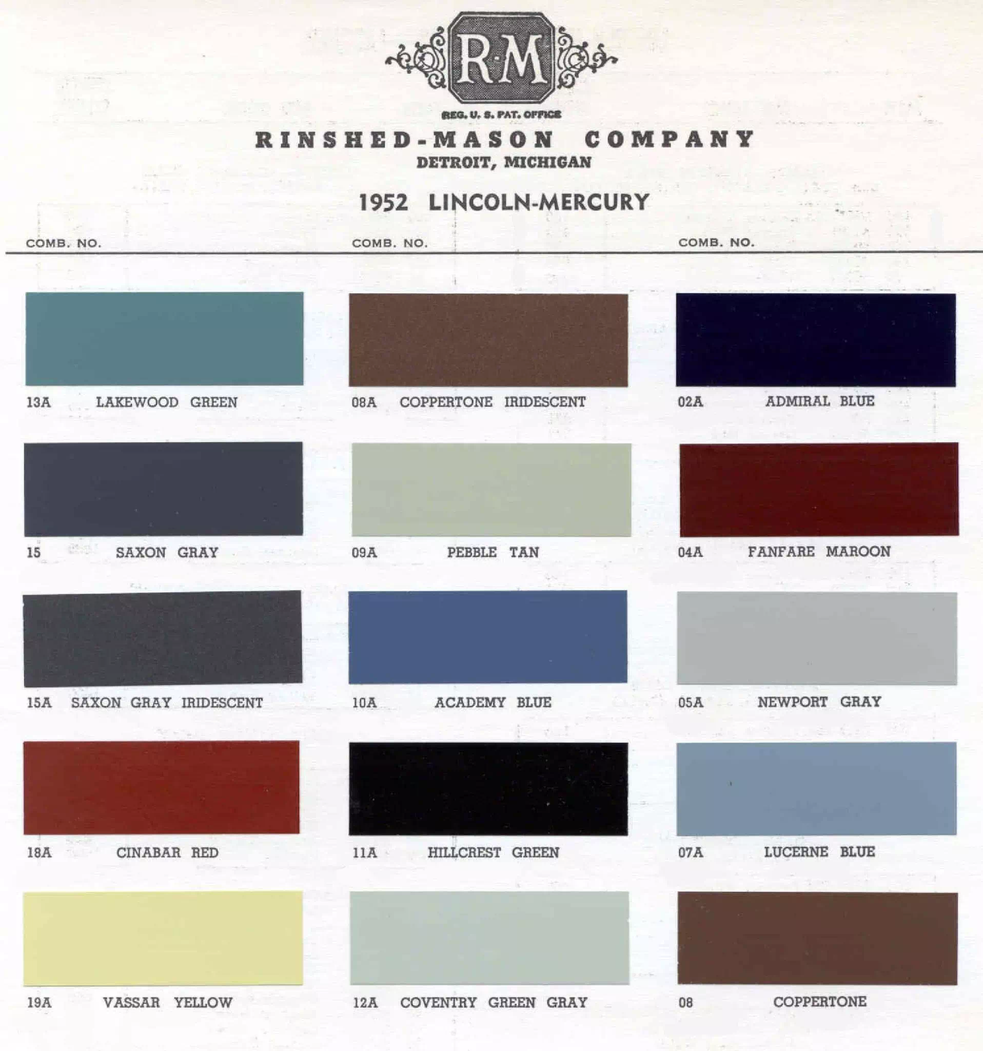 Color examaples and the codes to look them up to get touch up paint or respray for Mercury Vehicles