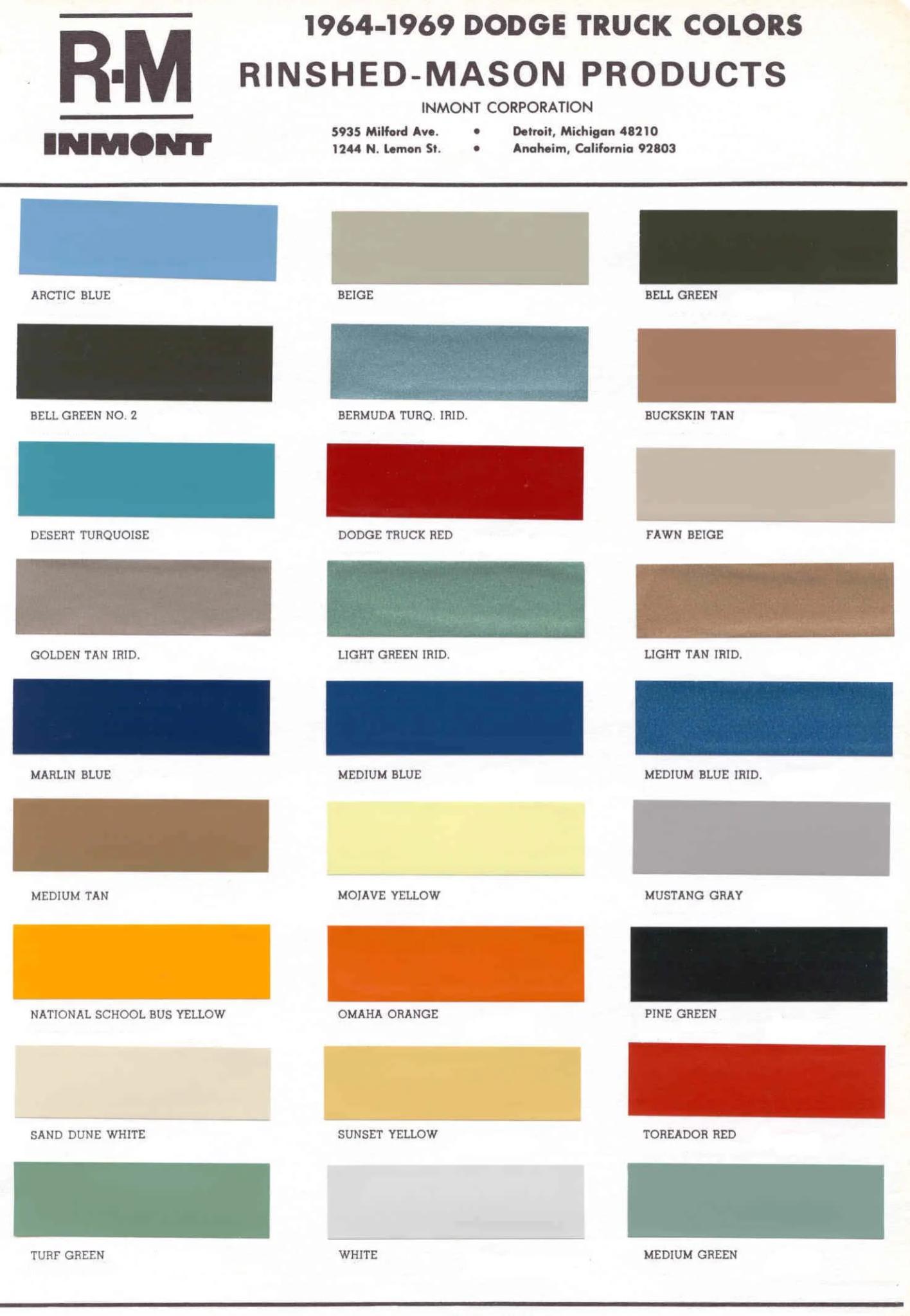Dodge All Model Paint Codes And Color Chart Chips Oem Examples