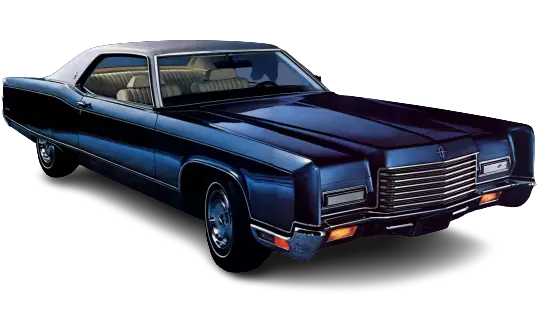 a 1971 Lincoln Continental painted blue