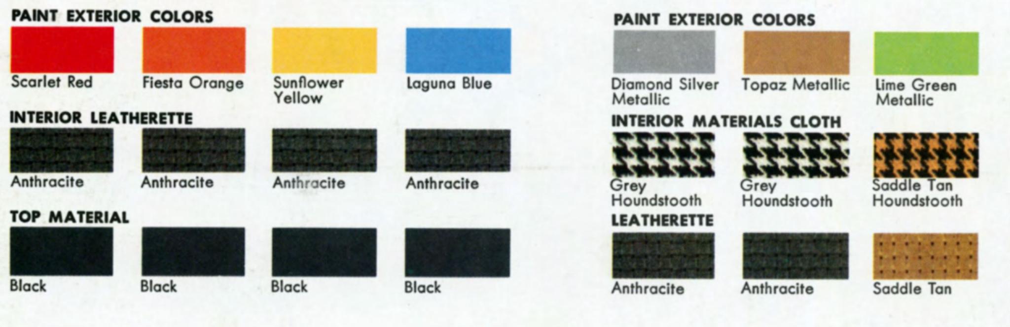 1976 interior and exterior colors for the volkswagen Beatle