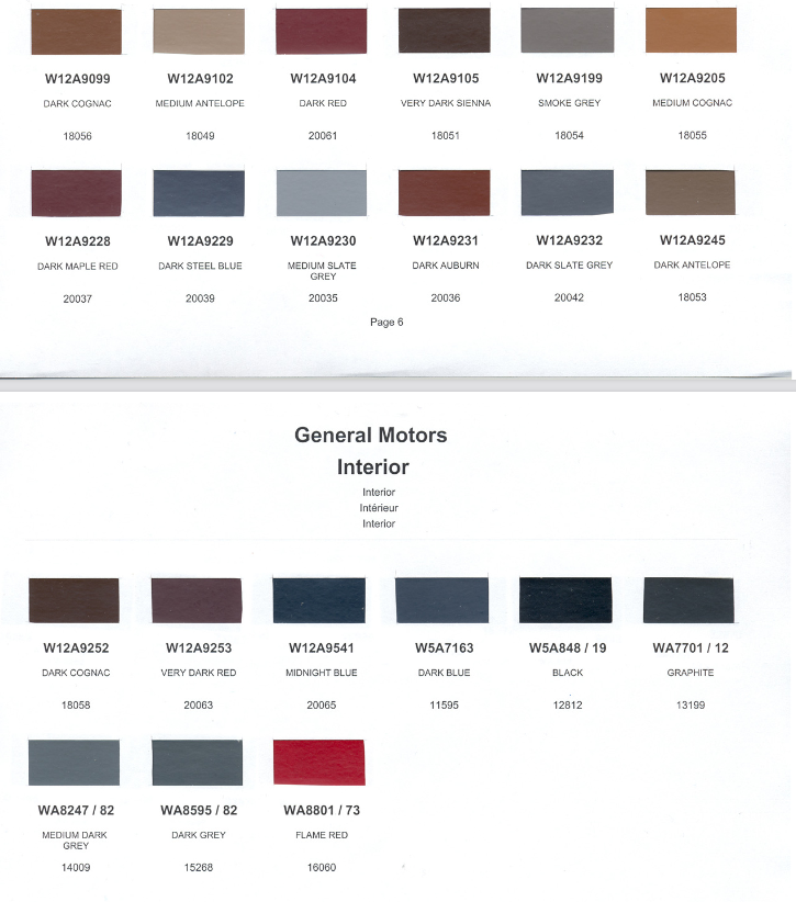 1990 gm interior colors all brands