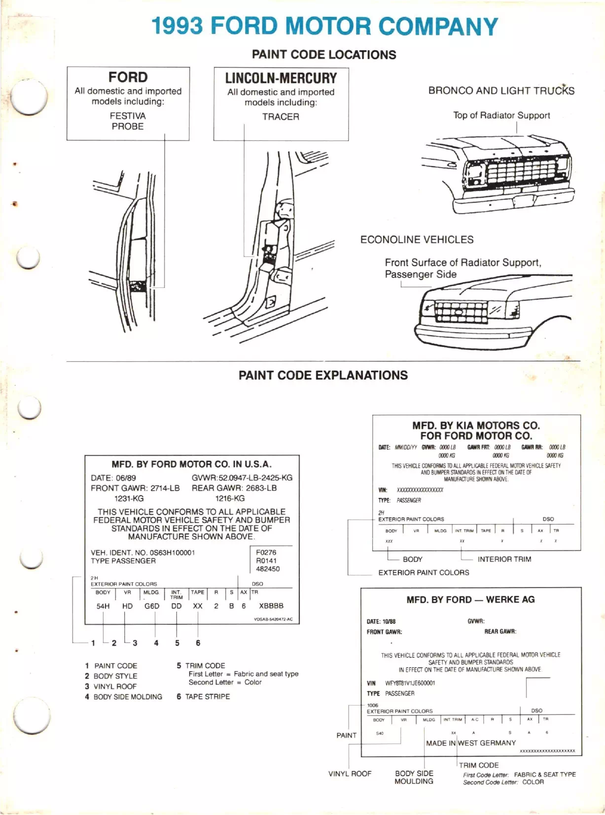shows you how to look up your paint code on the factory sticker for 1993 ford lincoln and mercury  vehicles