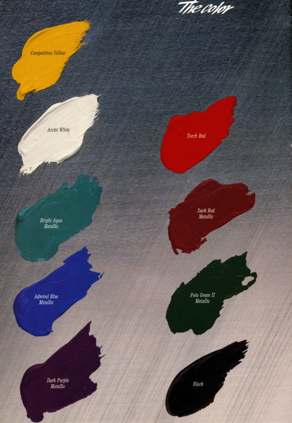 Paint Color Names used for Corvette's in 1995