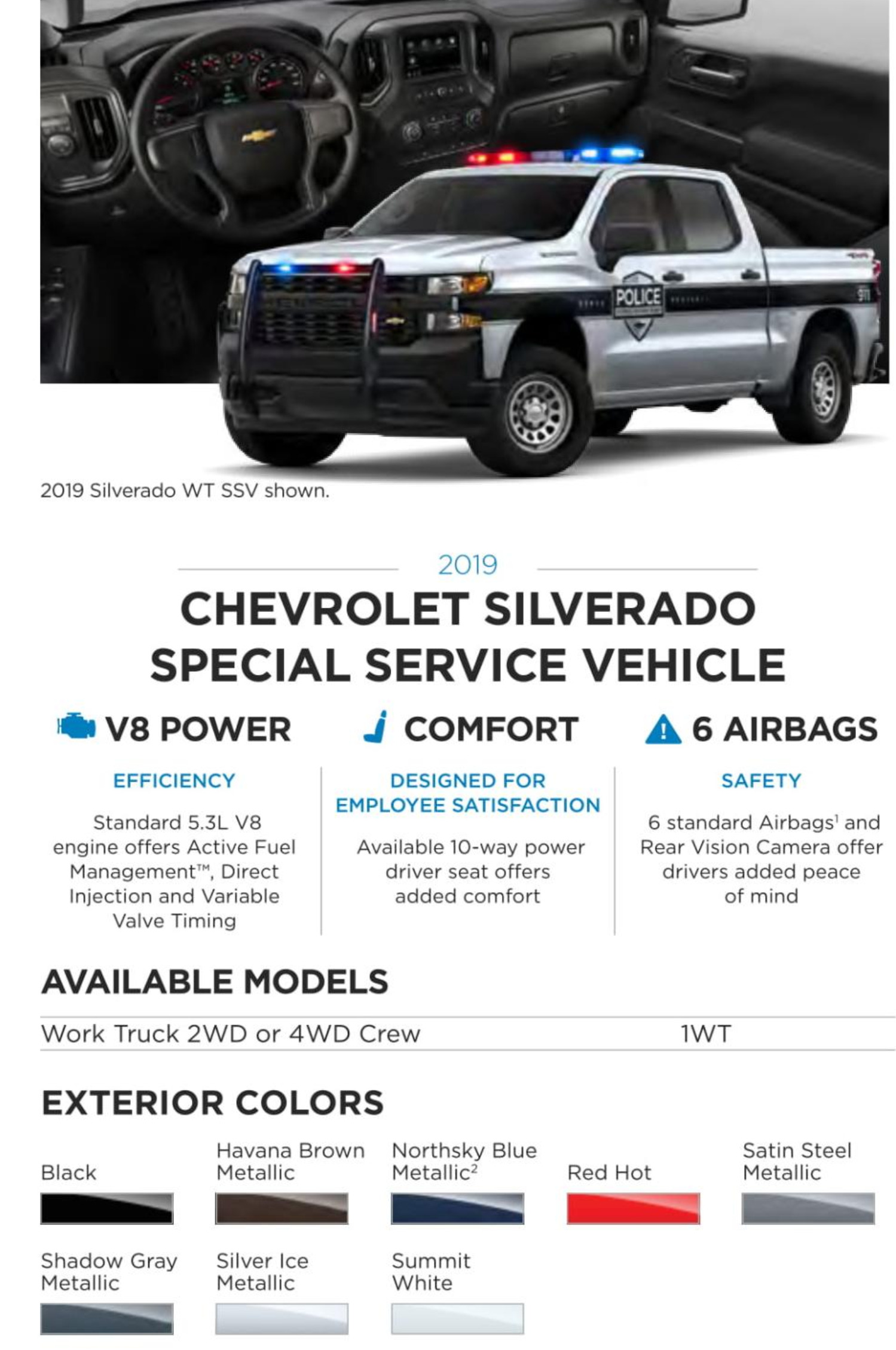 2019 General Motors Vehicle Models and Paint Chart