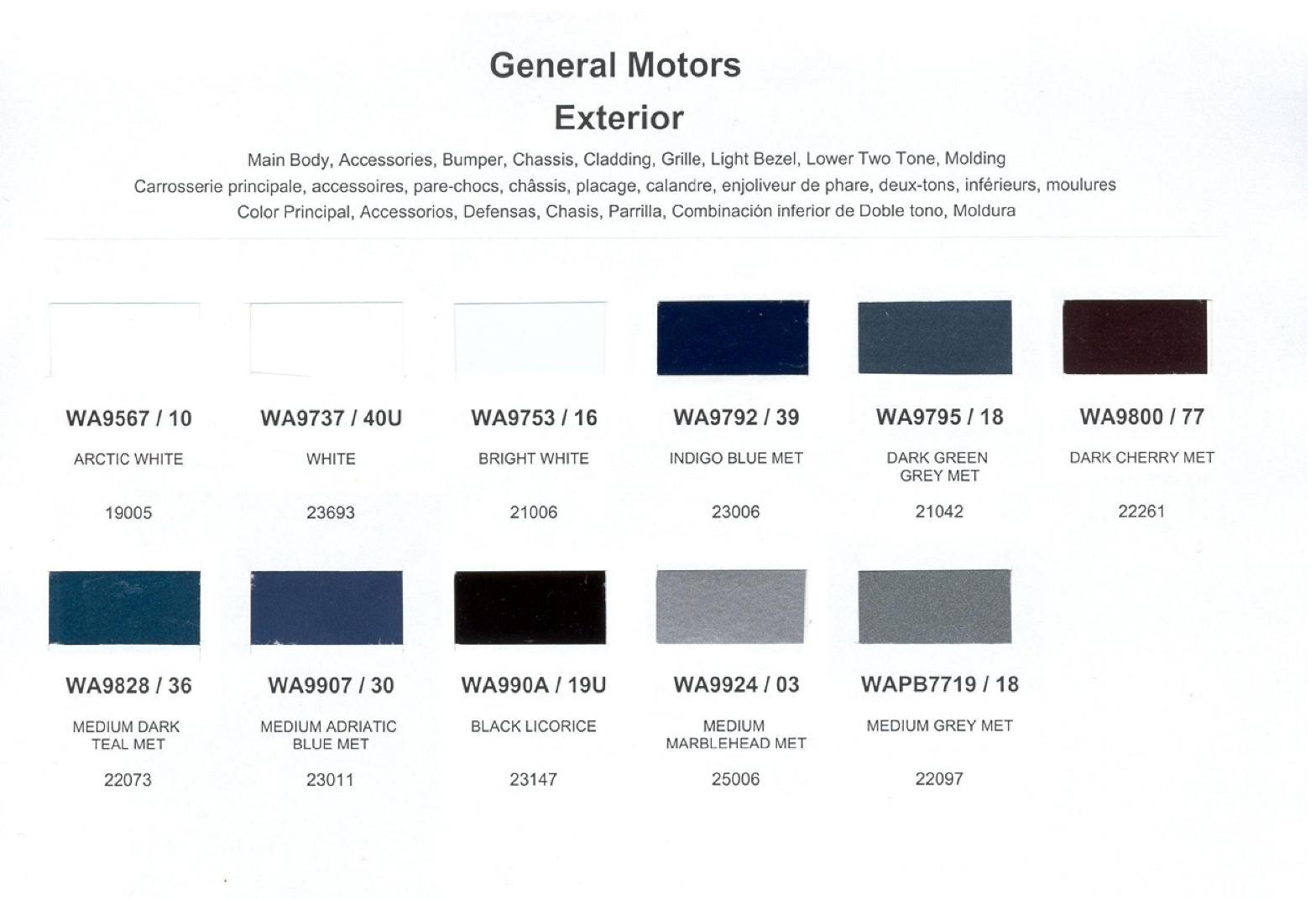 Paint Color Examaples used on GM Vehicles and thier unique paint codes