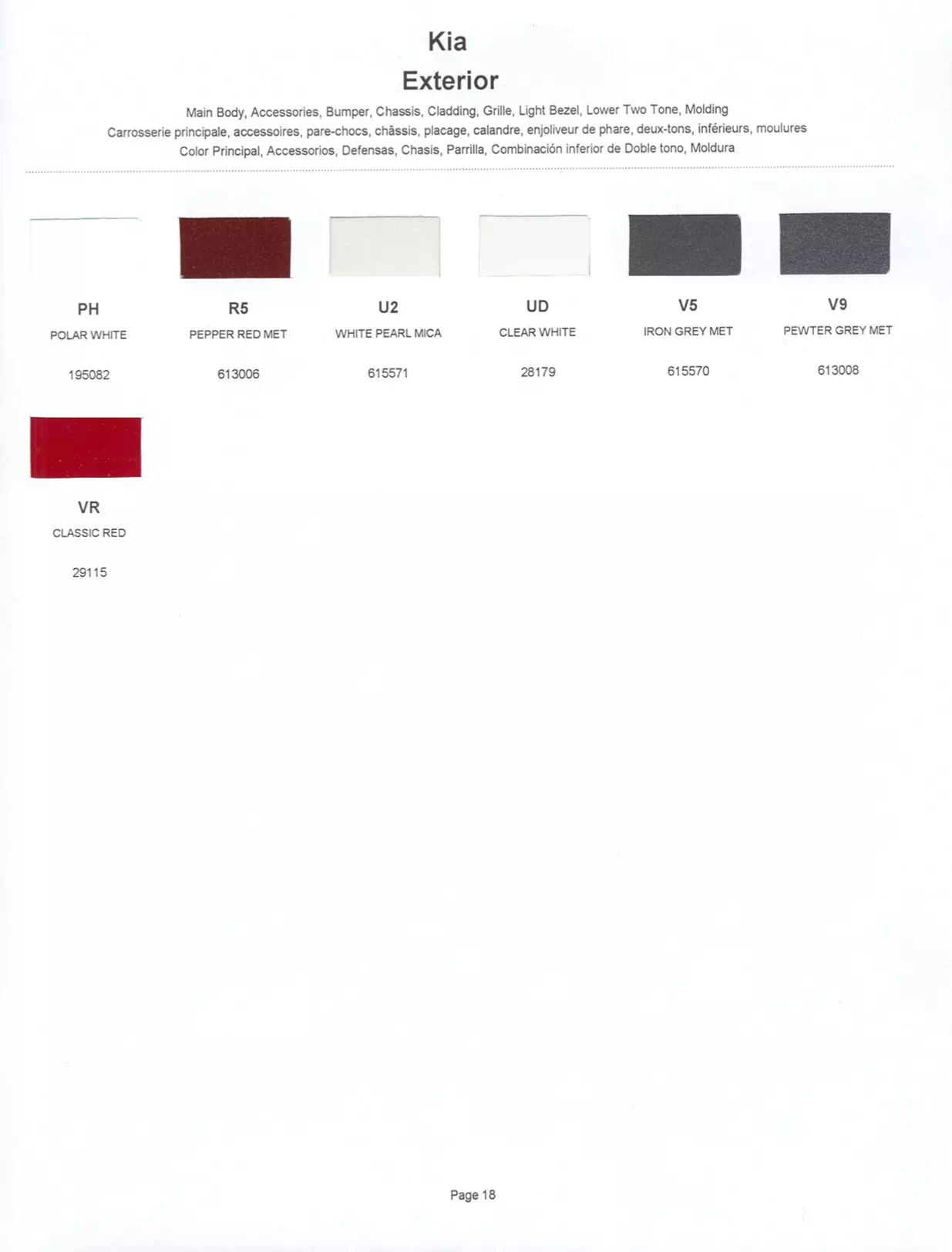 Exterior Paint Colors for Kia Vehicles in 2001