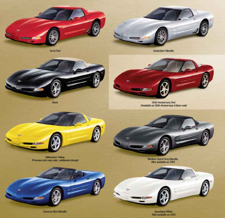 colors used on a 2003 corvette