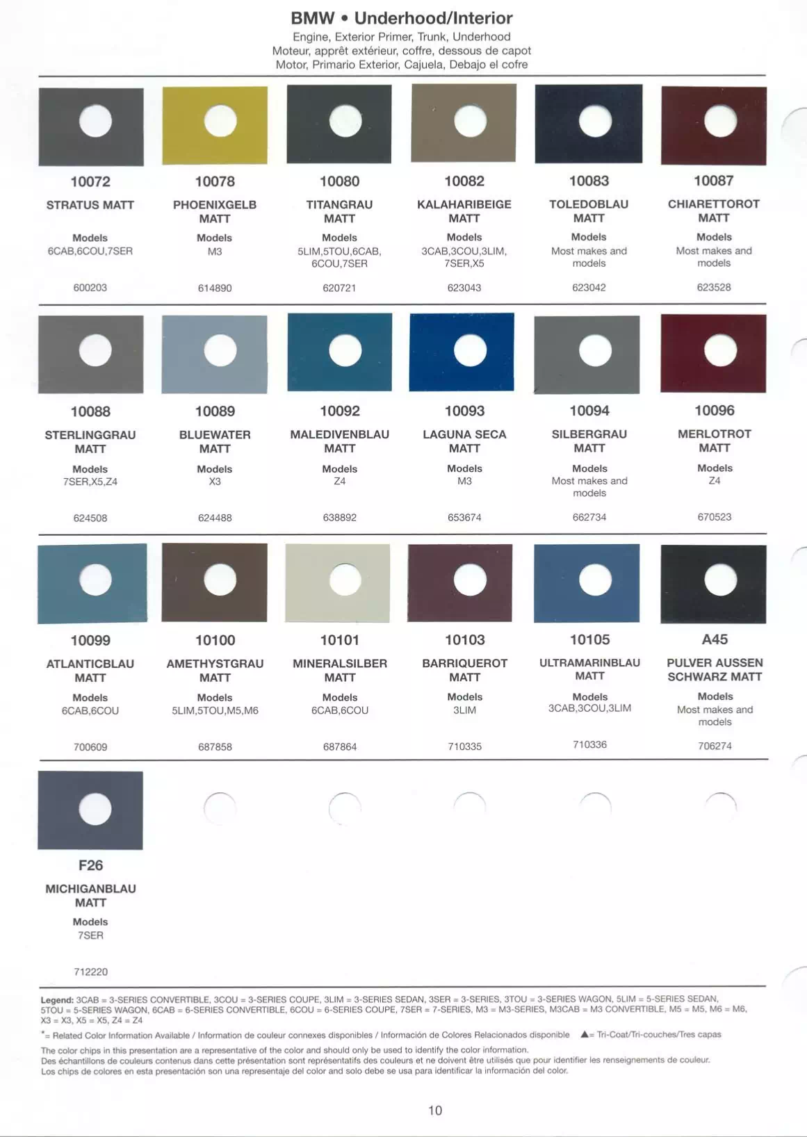 Paint codes for interior, exterior, accent & wheel colors to mix paint or order paint for 2006 bmw's