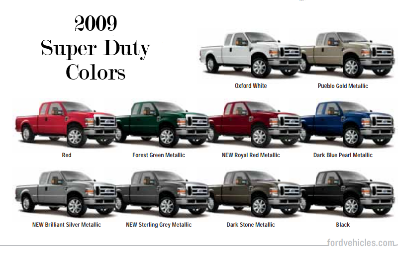 colors used on ford in 2009