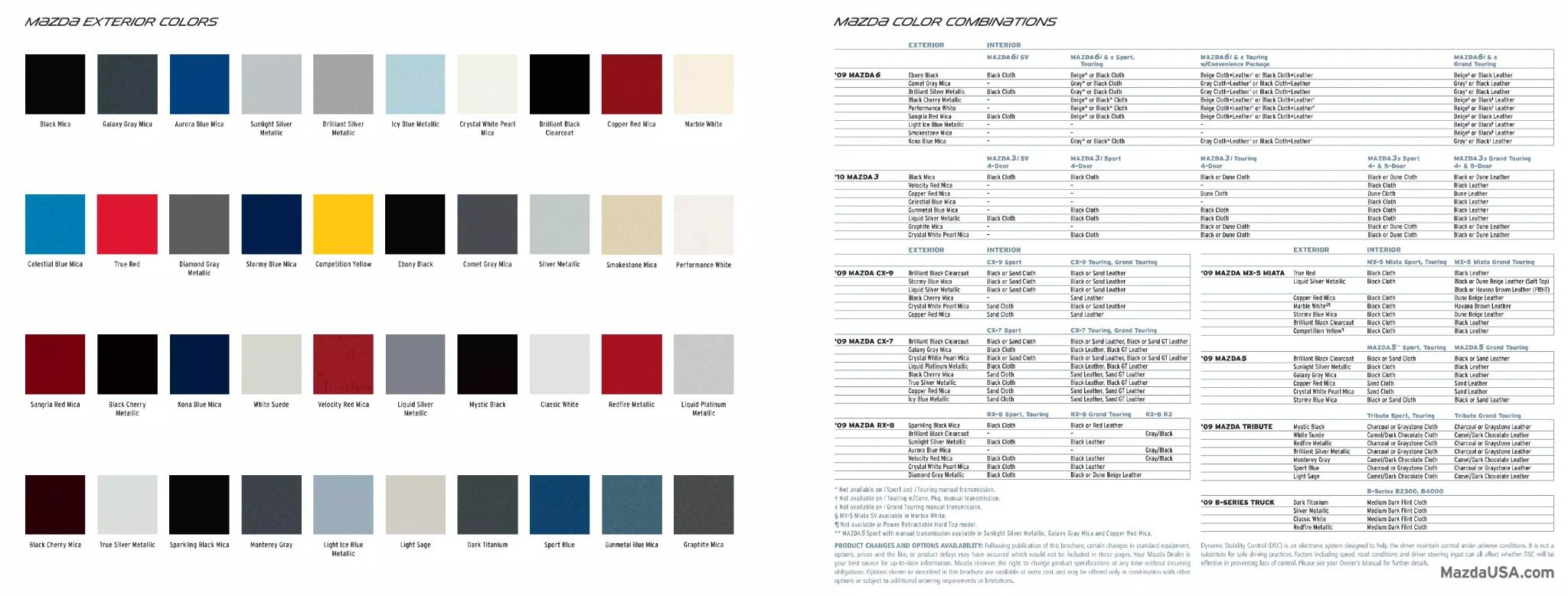 mazda exterior color shades for all vehicles.