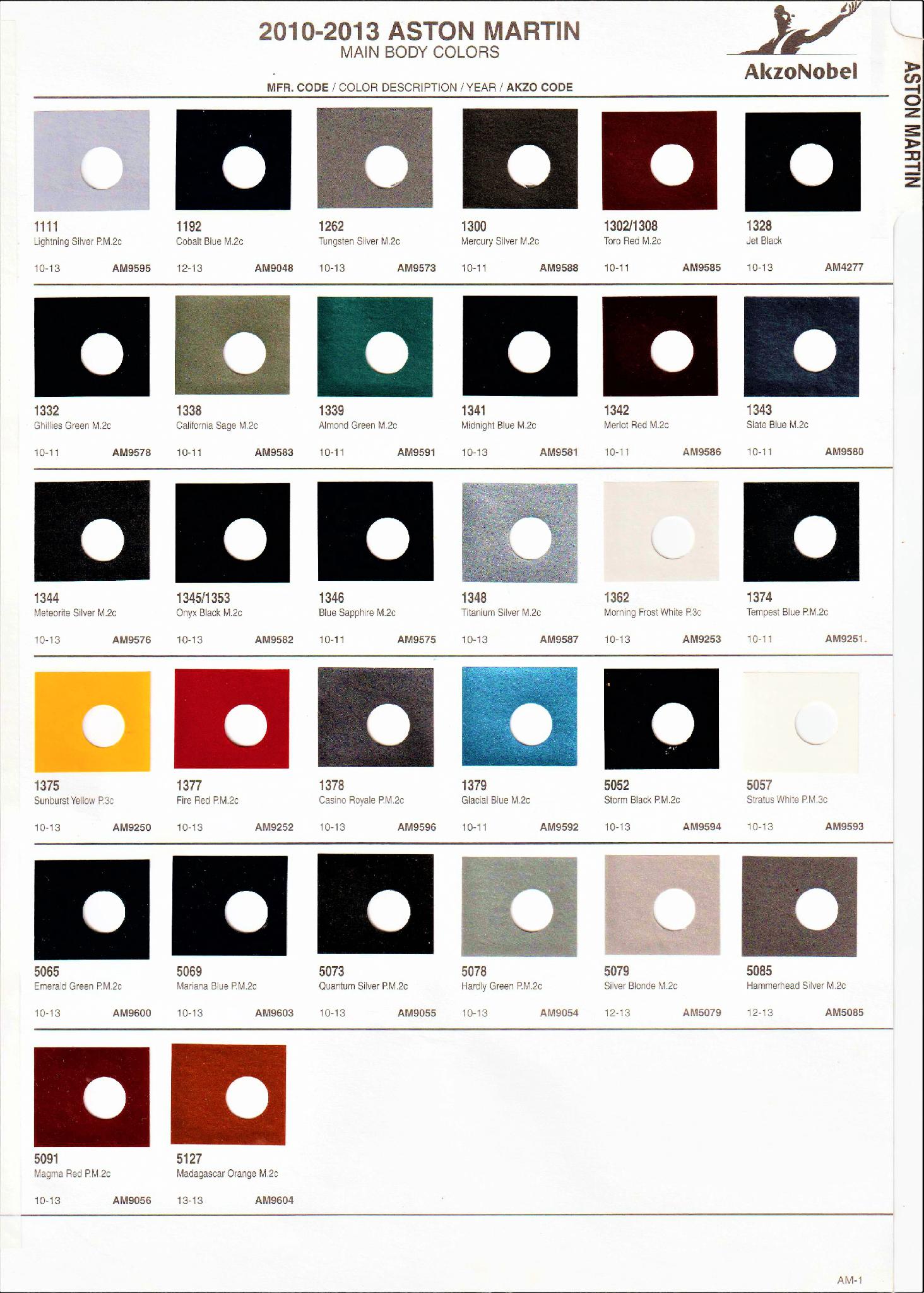 exterior color examples with their paint code