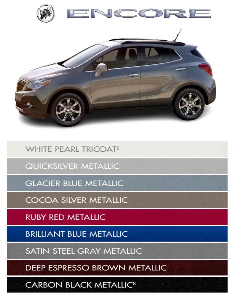 a car and the paint codes and color names that come on it this year
