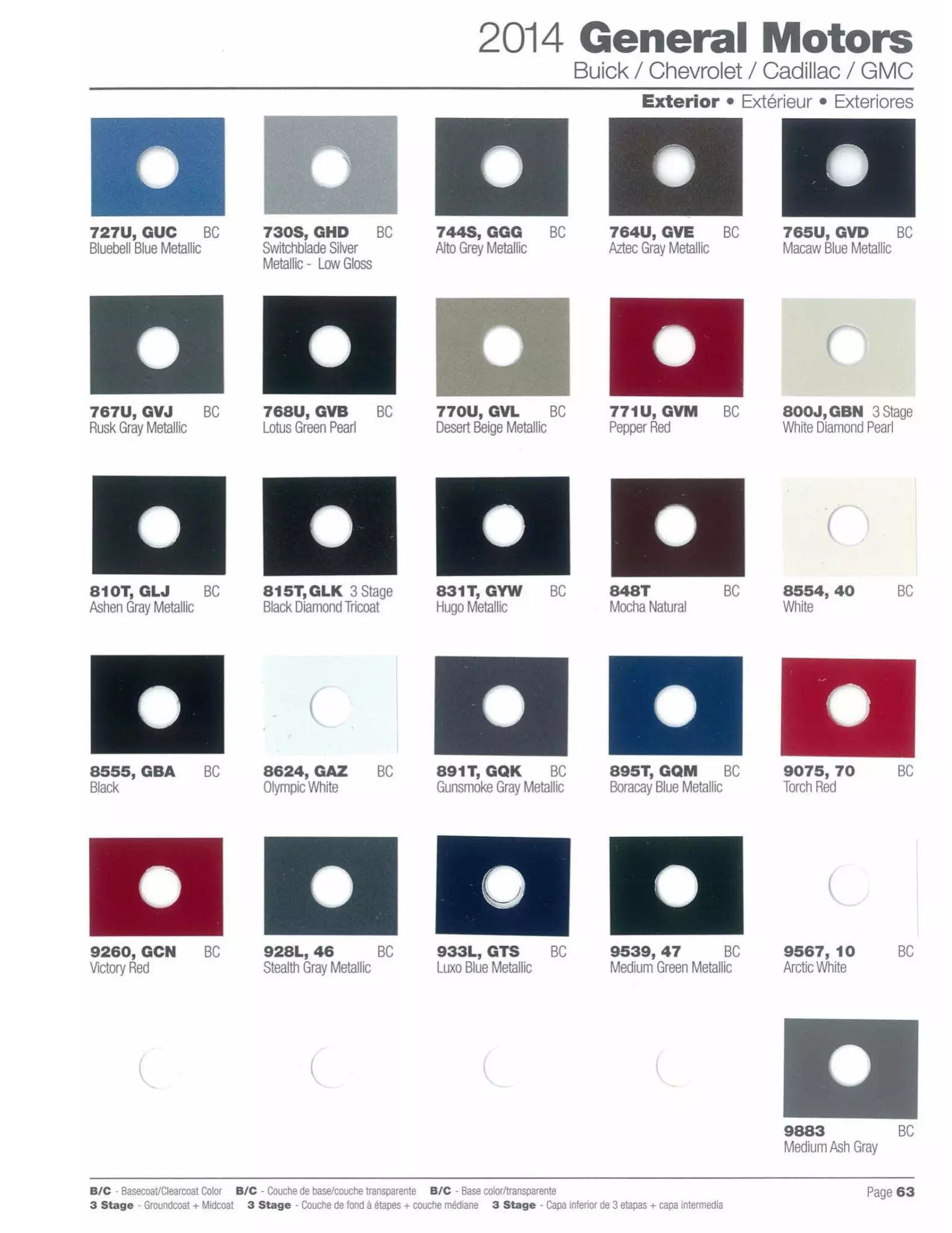 Paint codes and their Color Example used on all General Motor Vehicles