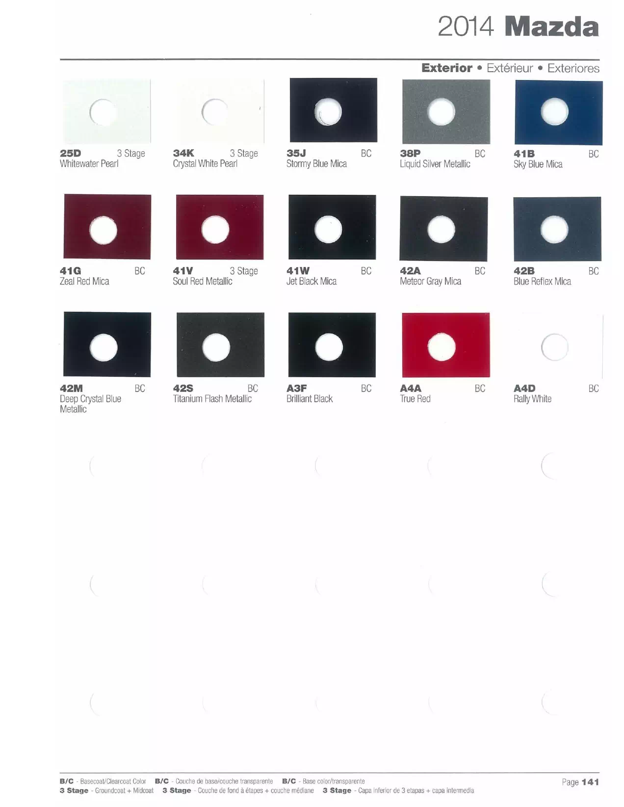 oem paint codes, color names and paint swatches for 2014 automobiles