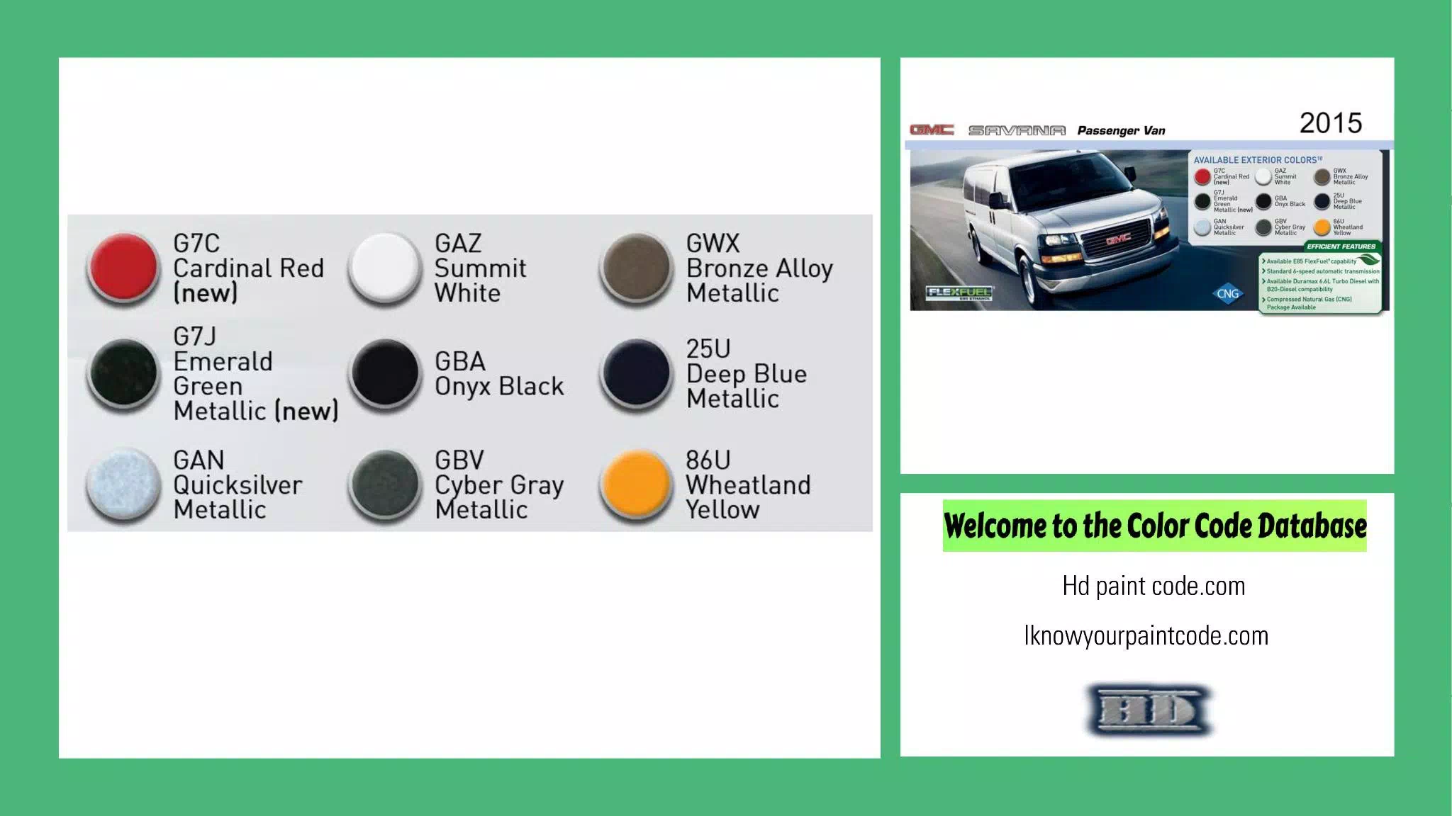 exterior colors and chips for the 2015 gmc savana vehicle