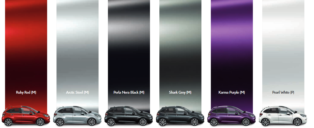 oem color swatches of the exterior vehicle