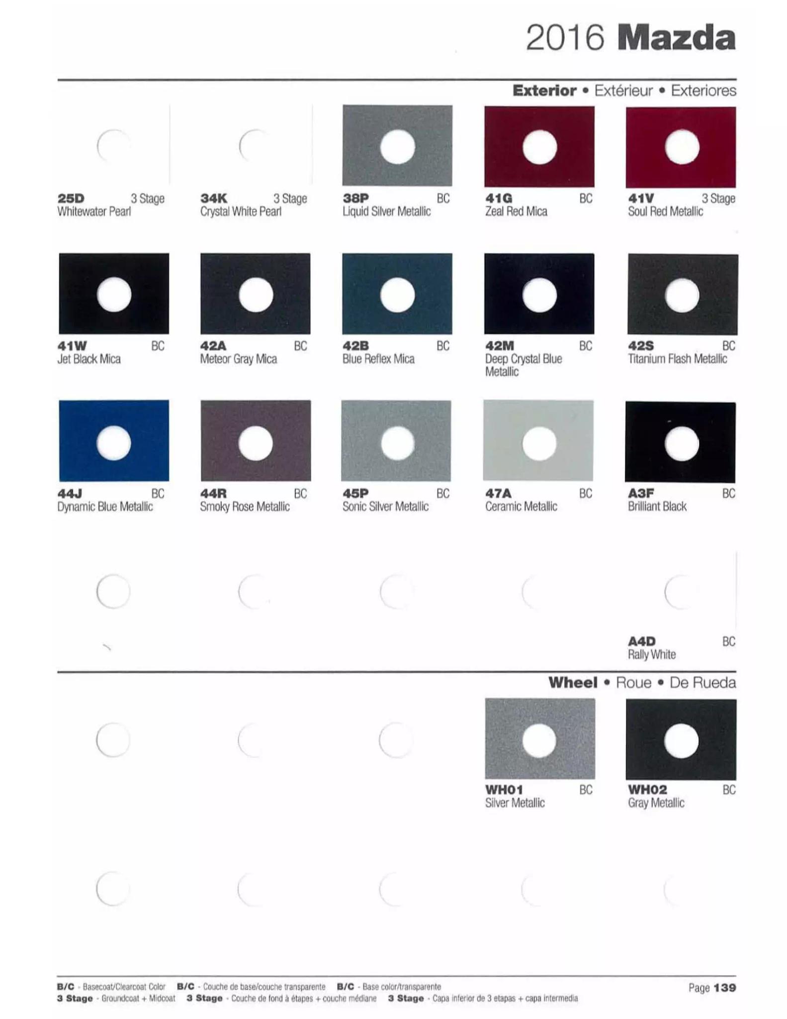 oem paint paint codes, color names, and paint swatches for all 2016 Mazda vehicles