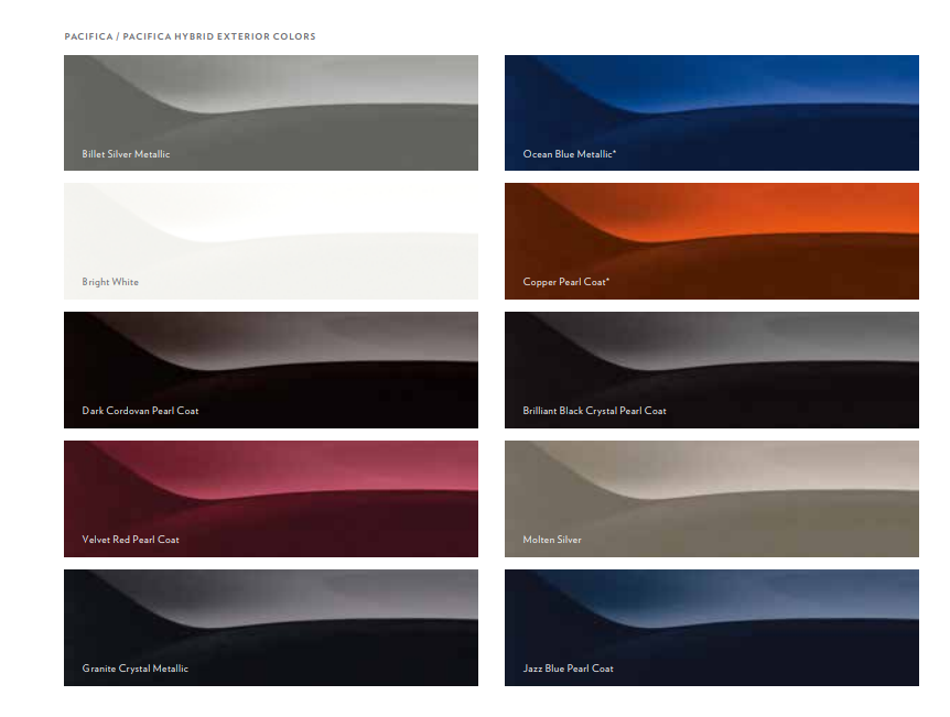 Chrysler Pacifica Paint Codes & Color Charts