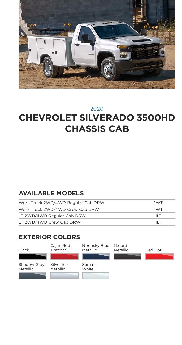 2020 GM Paint Codes and Color Chart.  Examples of the Colors used on the exterior of the vehicle.