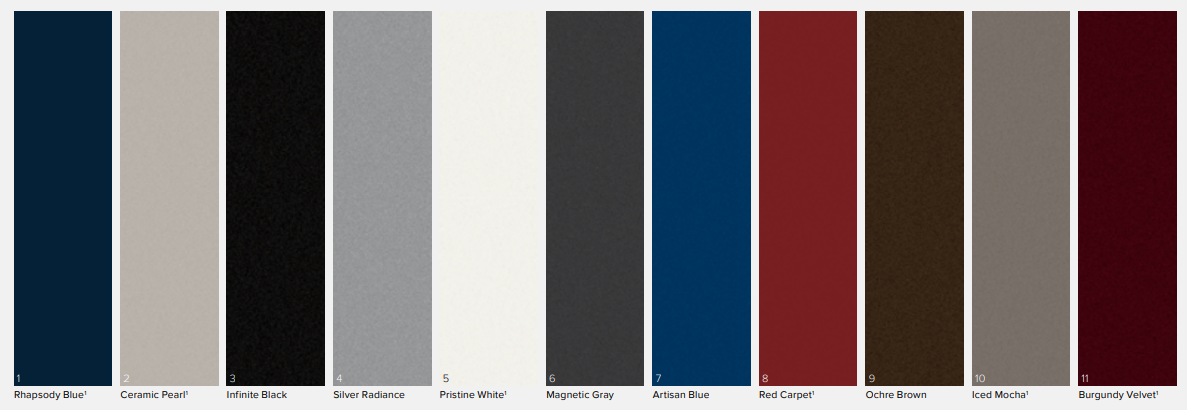 Exterior & Interior Colors used on this years Lincoln Nautilus vehicles