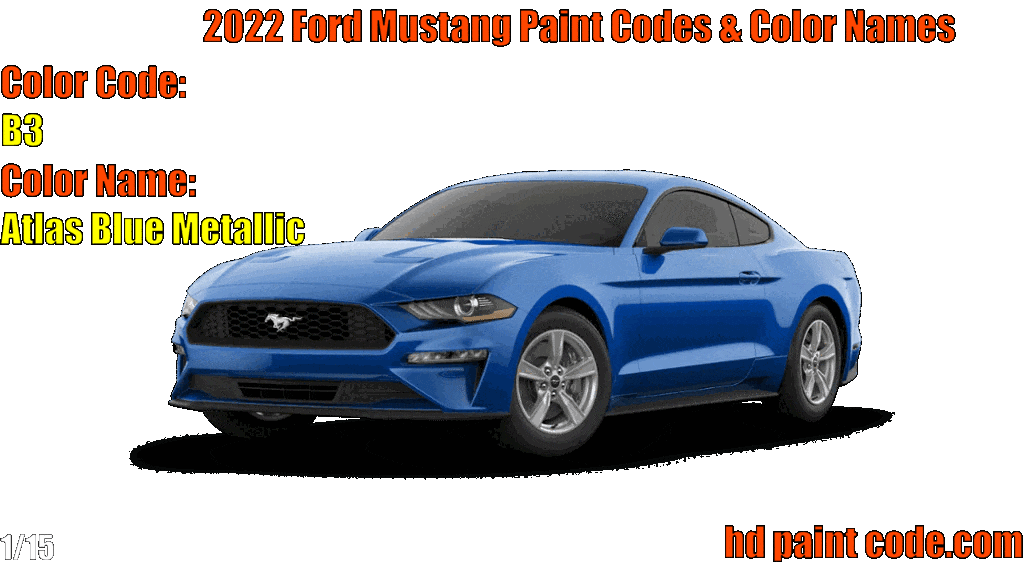 2022 Ford Mustang Vehicle example, paint codes, color names