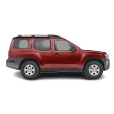 A vehicle image of a 2008 Nissan Xterra model example painted in red.