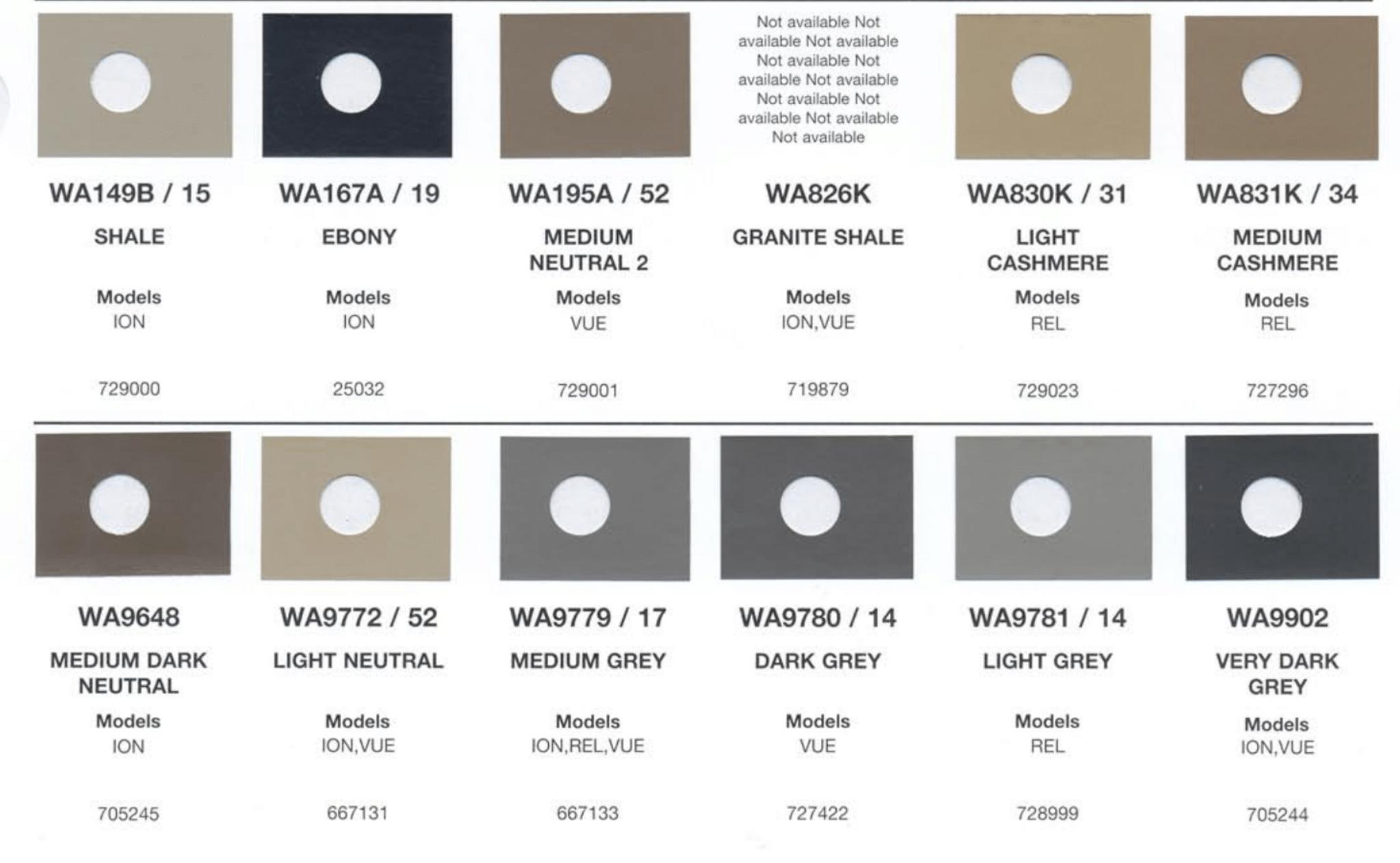 Interior Color Codes and Color Examples for Saturn