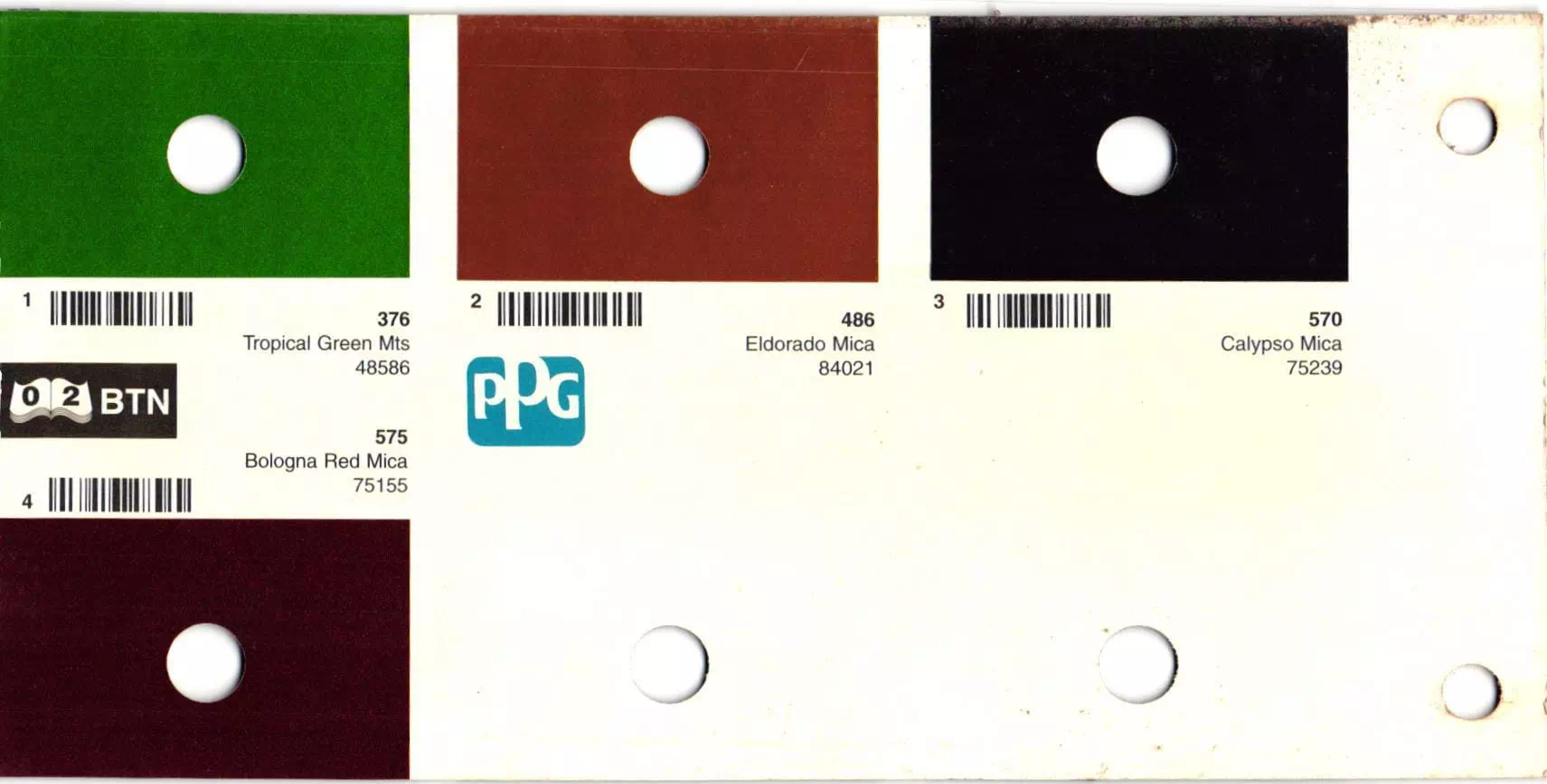 4 color swatches for bertone color codes