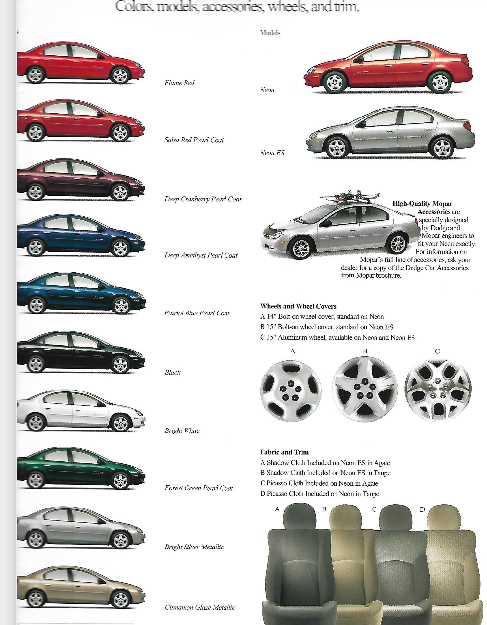 dodge neon exterior color examples