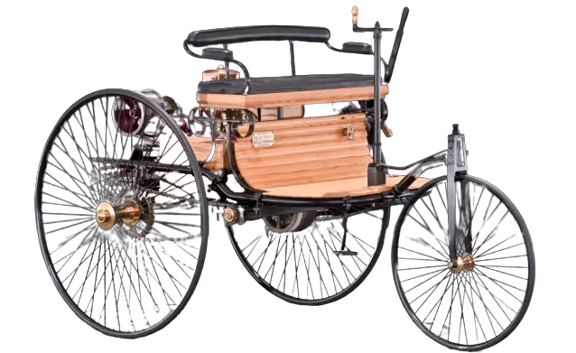 a photo showing the 1st automobile ever made in the world