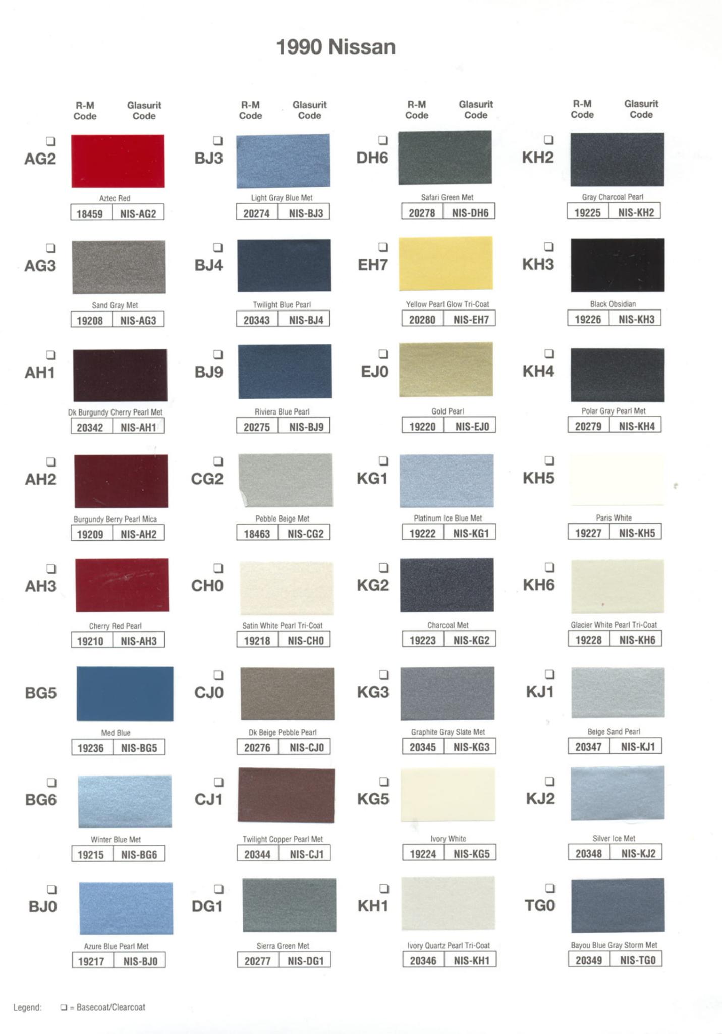 Nissan and Infiniti Paint Codes and Color Chart