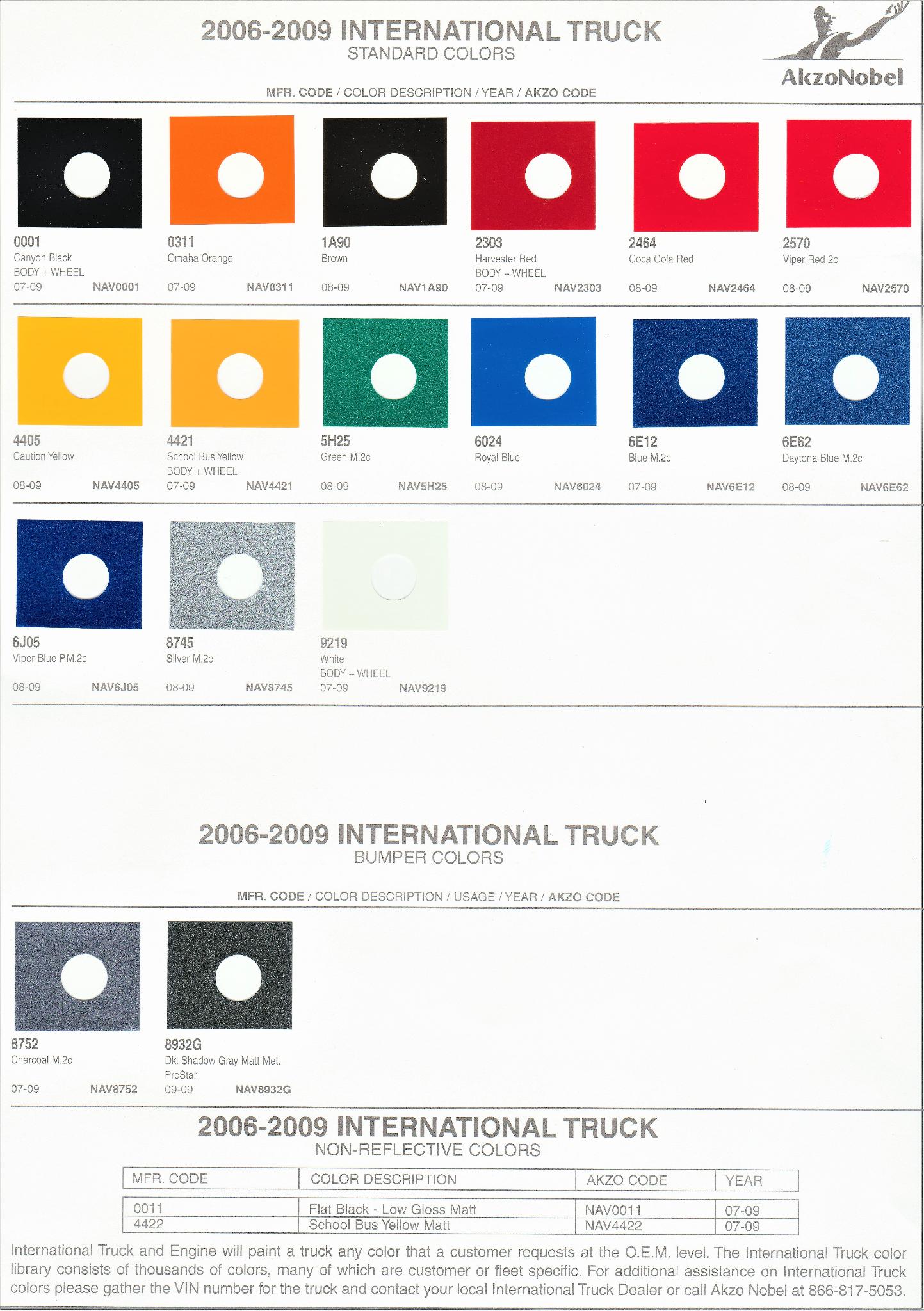 exterior codes and color examples uses on navistar vehicles