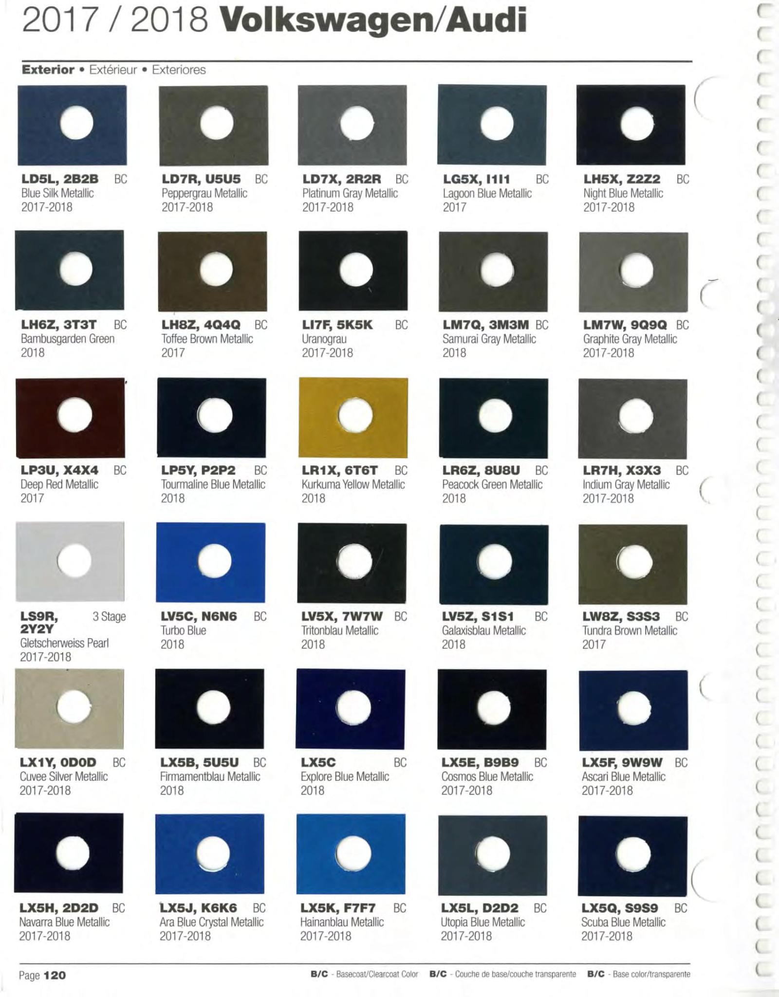 Volkswagen Audi Paint Codes And Color Charts