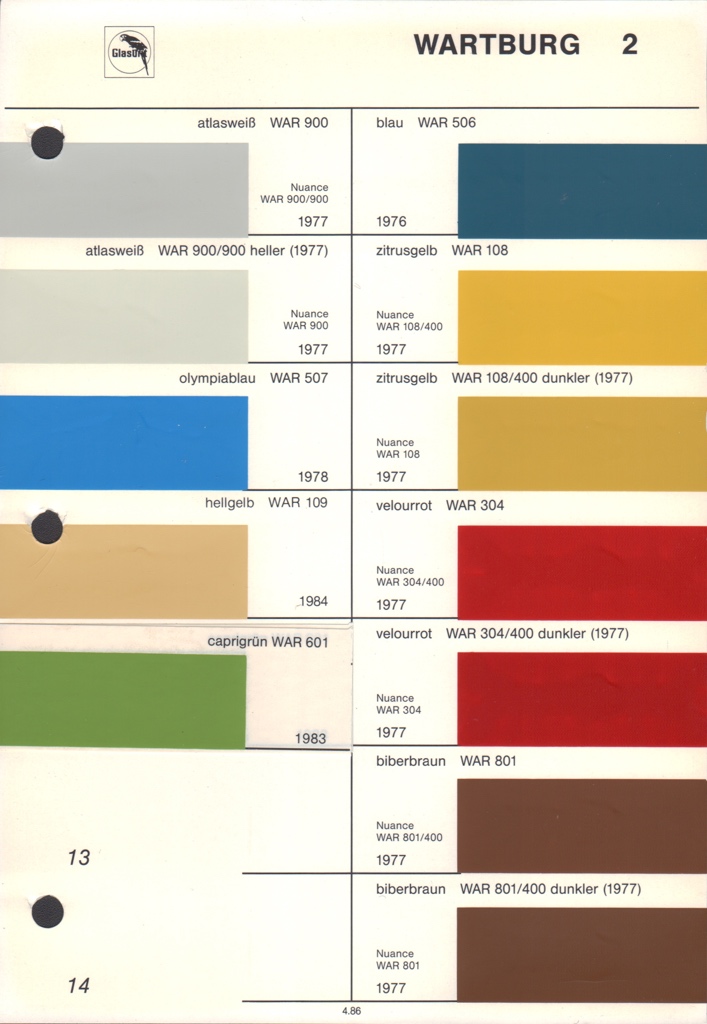 Paint Colors used on a Wartburg 