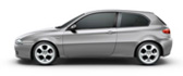 a 2007 Alfa Romeo 147 vehicle example painted in silver with a transparent background.