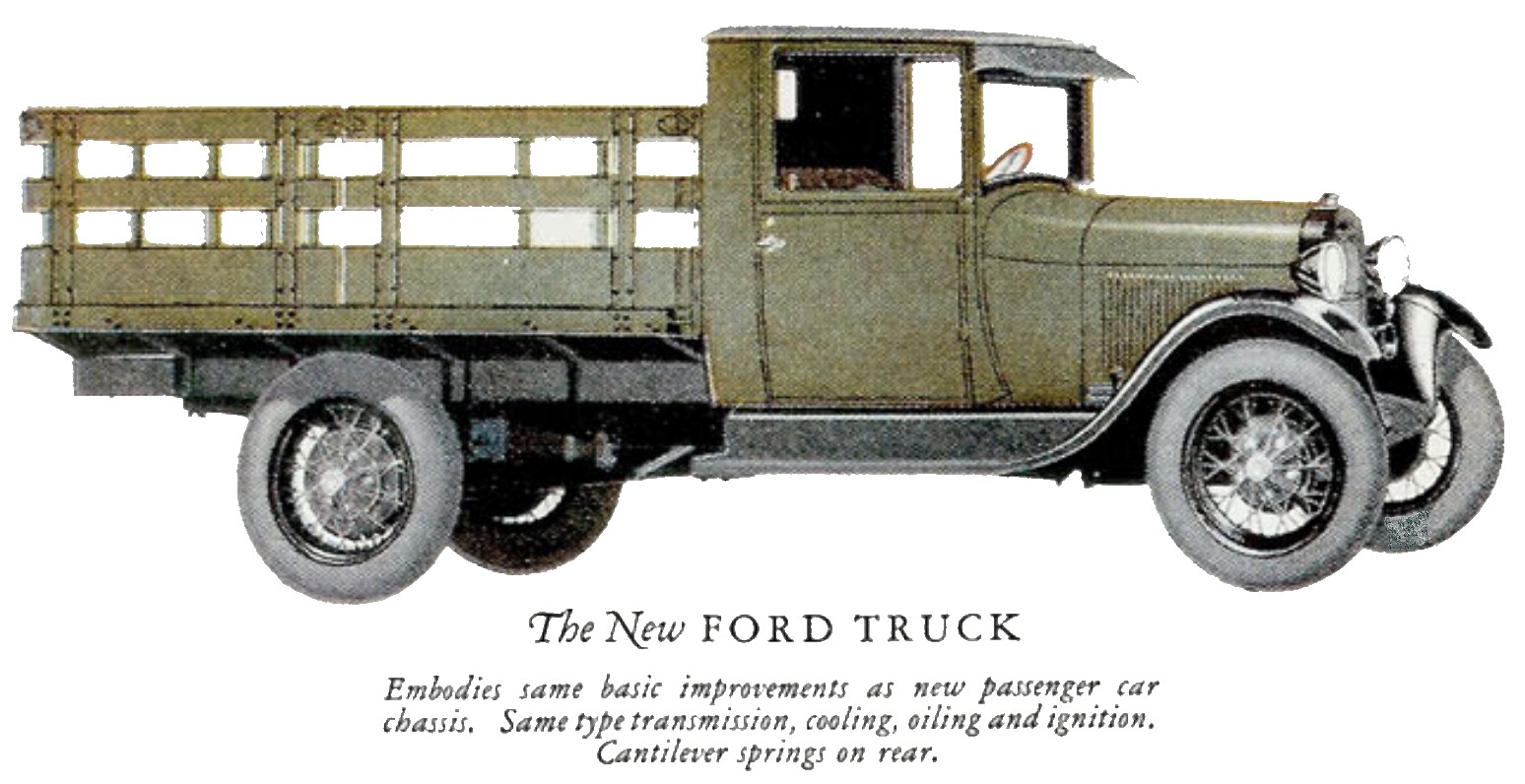 Sketch of a 1928 ford truck from the ford brochure
