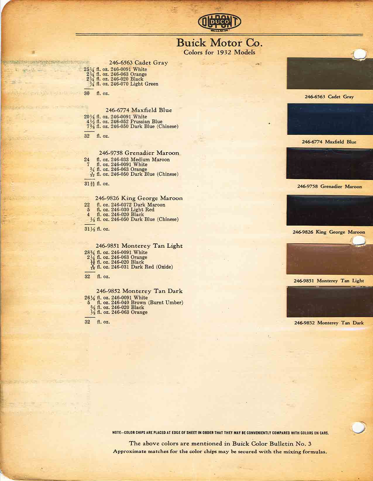 Page 6 of 6 for 1932 Buick Paint Codes and color chart