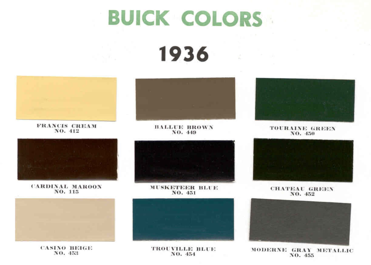 Colors Used on Buick Exterior in 1936