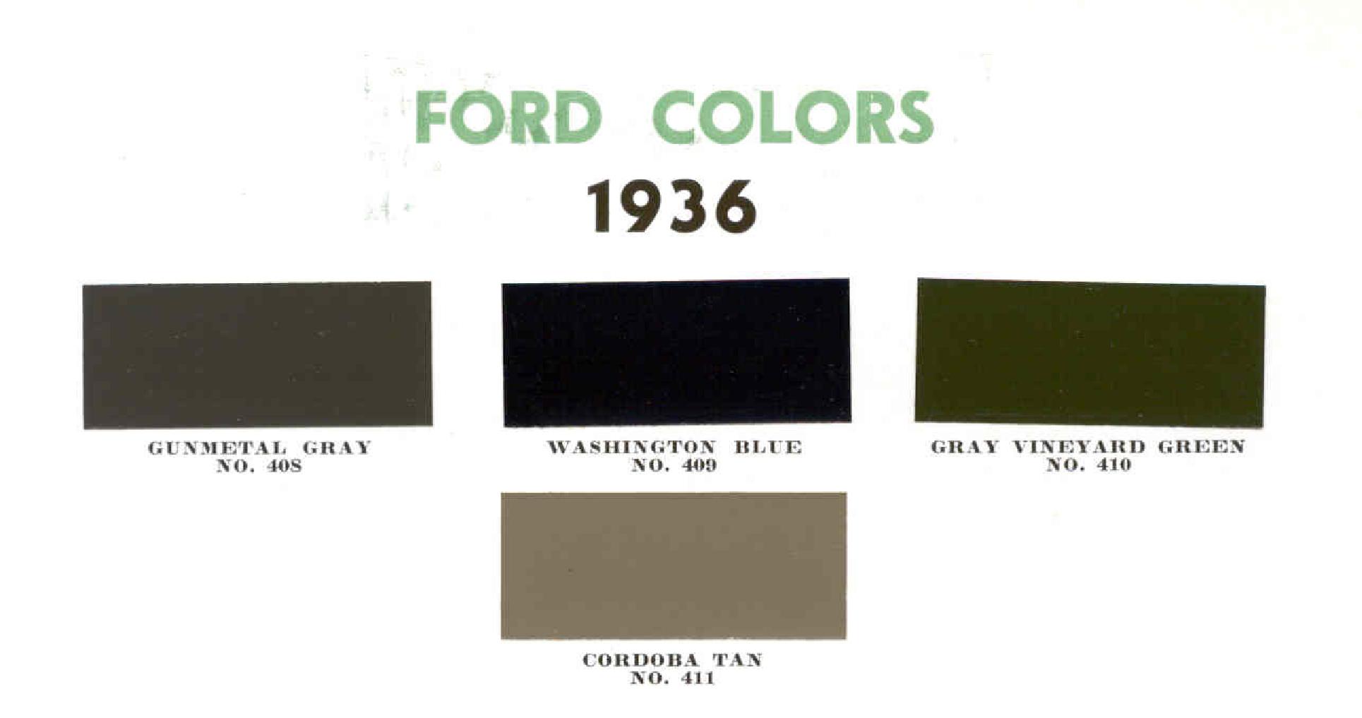 Exterior Colors used by ford in 1936