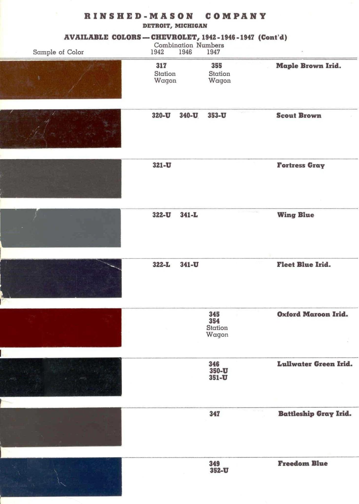 Color Examples and their codes for Chevrolet Vehicles
