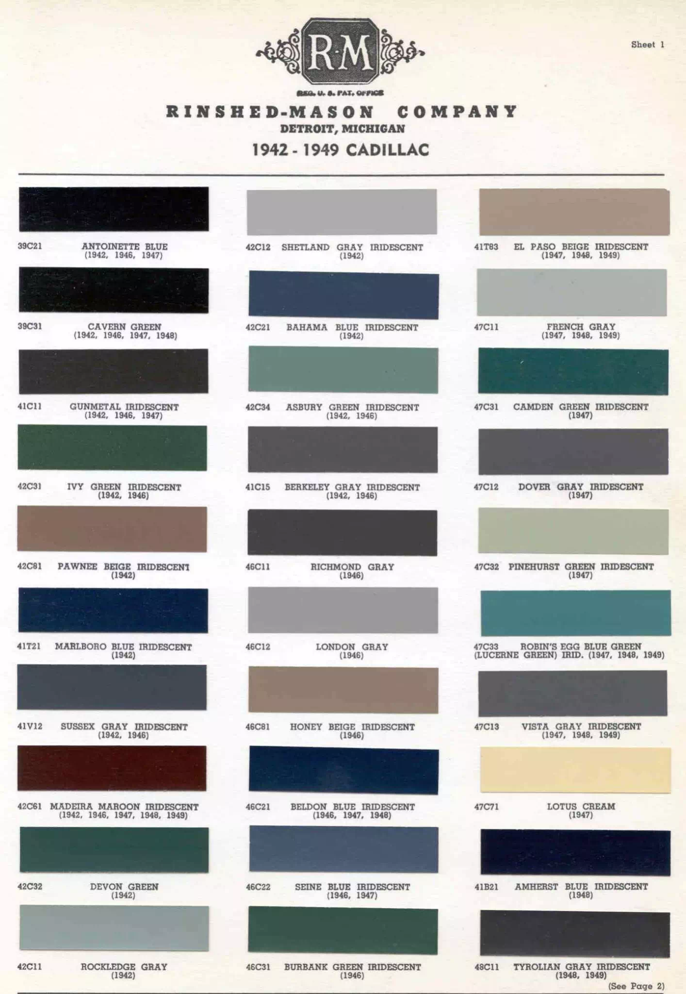Color Examples and their codes for Cadillac Vehicles