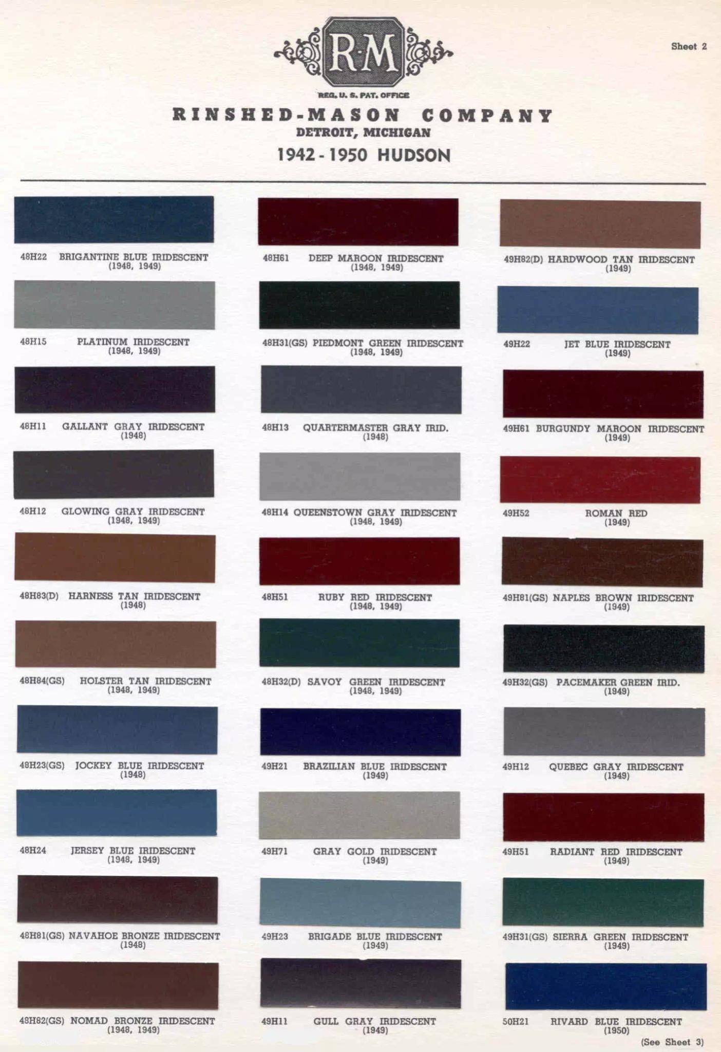 Colors and Paint Codes or Combo Numbers for Exterior Colors