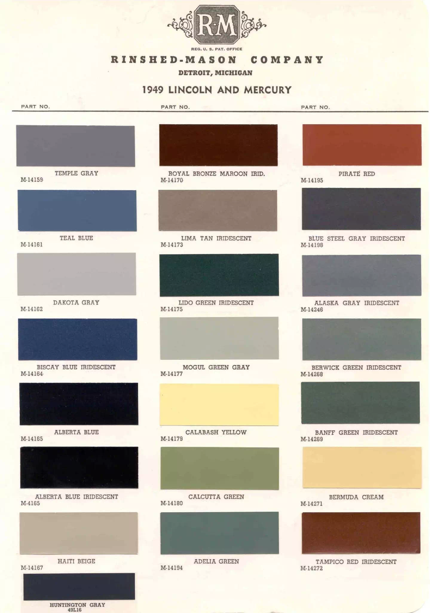 Color examaples and the codes to look them up to get touch up paint or respray for Mercury Vehicles