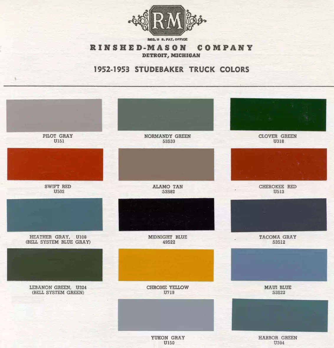1953 Plymouth Paint Codes & Color Chart