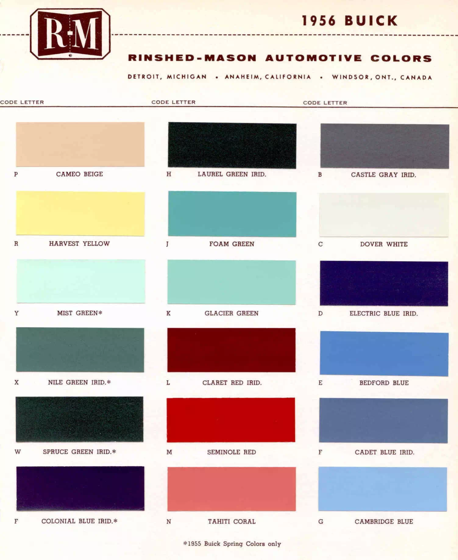 Ditzler Oldsmobile Color Chips 1955 1956 1957 1958 1959 1960 Choice 