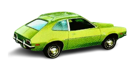 1971 Ford Pinto vehicle example painted in green, with a transparent background